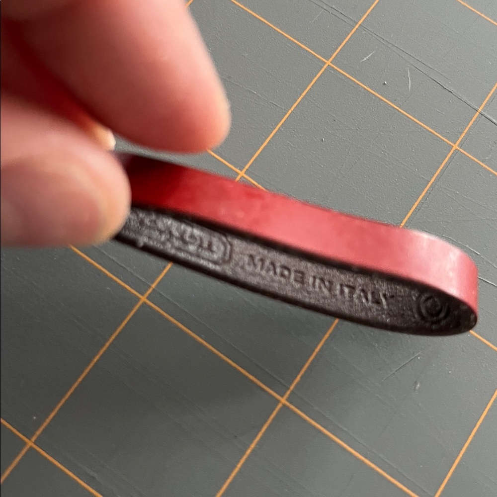 Coach Burgundy Leather Keychain with Silver Ring - Picture 3 of 3